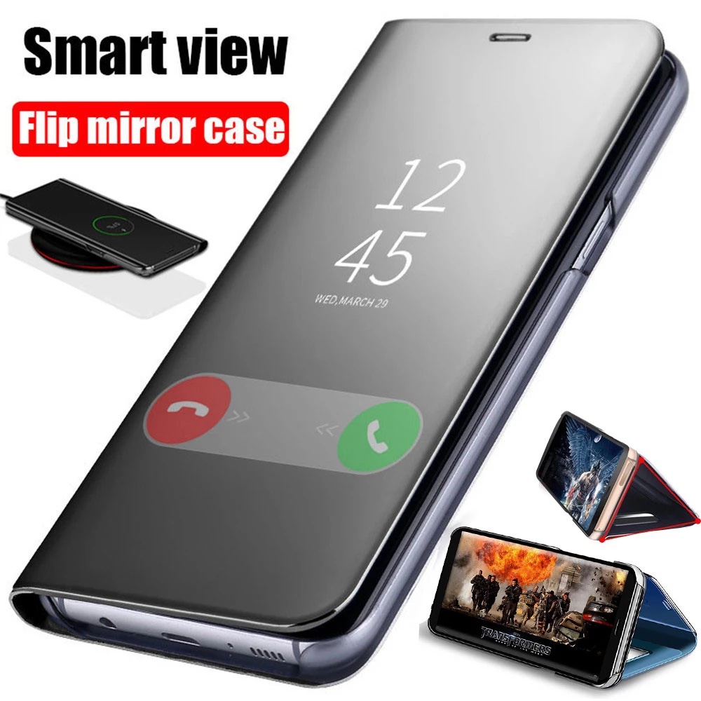 Ốp điện thoại nắp lật cửa sổ trong suốt thông minh cho Oppo Reno 6Z 6 A95 A54 A74 A94 4g 5g