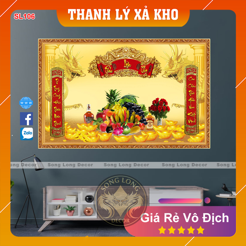 [FREE SHIP] Tranh Dán Tường 3D Phòng Thờ Tổ Tiên - SL106-Tranh 3d Linh Thiêng- Song Long Decor