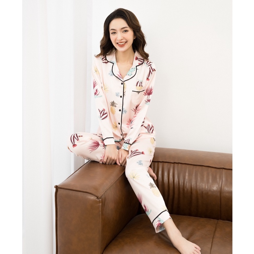 [NEW - Chính Hãng] Bộ Pijama Dài Tay Lụa Cao Cấp Họa Tiết Đẹp Chất Liệu Mát Mềm Mịn Phom Chuẩn Sang Xịn