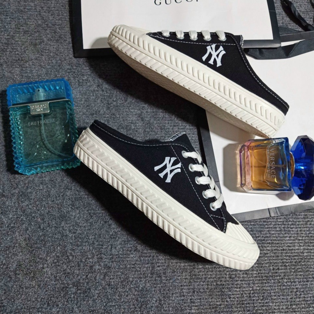 Giày sục thể thao nữ  Giày sục nữ đạp gót 𝗠𝗟𝗕 𝗡𝗬 chữ thêu cao cấp Full Bill Box