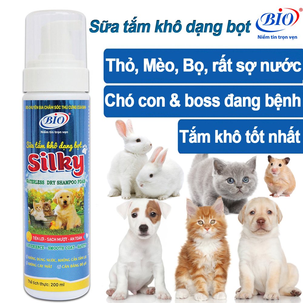 [BIO-SILKY] [200ML] Sữa tắm khô cao cấp dạng bọt