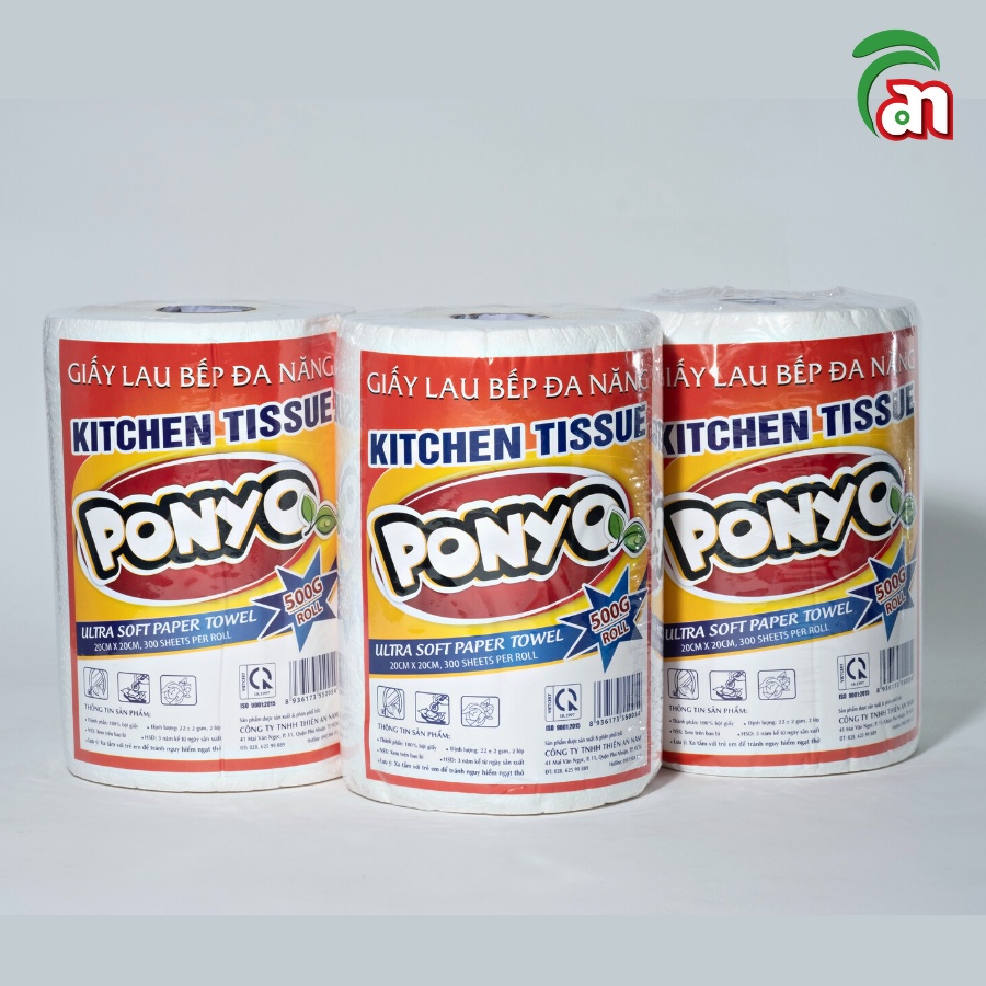 Khăn Giấy Lau Bếp Đa năng Cao Cấp PONYO 2 lớp 500g