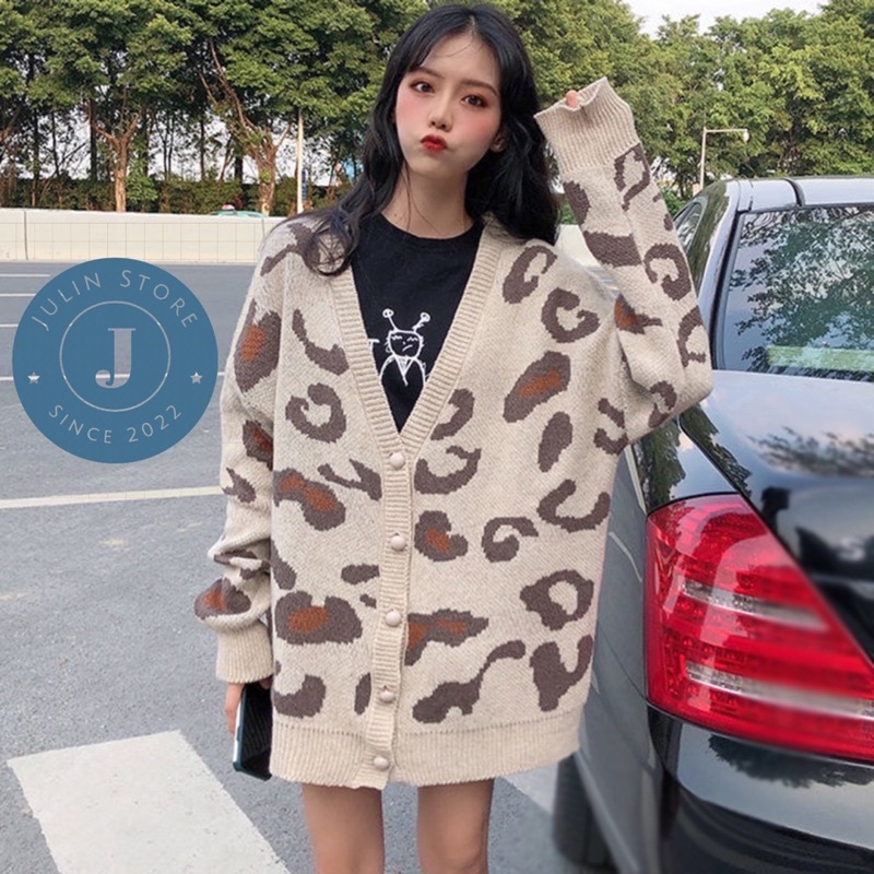 ⚡CHẠY SỐ LƯỢNG ⚡️ Áo Cadigan hoạ tiết da báo hot trend phom dài dáng rộng- CLG01