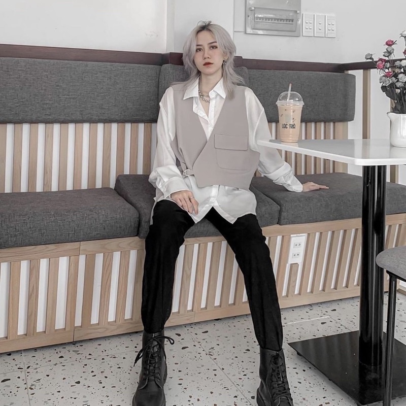 Áo Vest Gile Croptop Khoác Ngoài Menswear Style Cá Tính