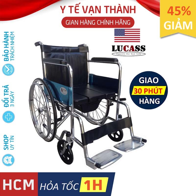 ✅ [CHỈ BÁN TẠI HCM] Xe Lăn Ngồi Có Bô Vệ Sinh- Lucass X-8, (X8) (Bảo Hành 6 Tháng Khung Sườn) - VT0409
