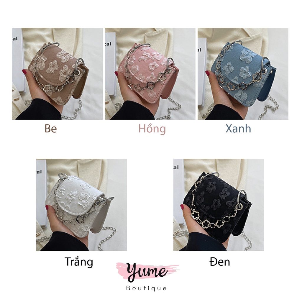 Túi Mini Đeo Chéo Nữ, Túi Nhỏ Phong Cách Hàn Quốc Dễ Thương Phối Dây Xích Yu56