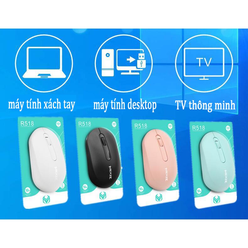 CHUỘT MÁY TÍNH KHÔNG DÂY CHUỘT GAMING MIXIE R518 CHUỘT KHÔNG DÂY VĂN PHÒNG CHUỘT THIẾT KẾ THÔNG MINH mịn, mềm, thoải mái