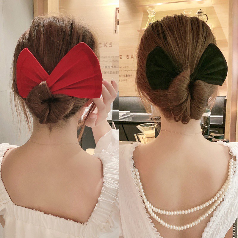 [Hàng mới về] Dây buộc tóc cao su co giãn đính nơ phong cách Hàn Quốc màu sắc xinh xắn