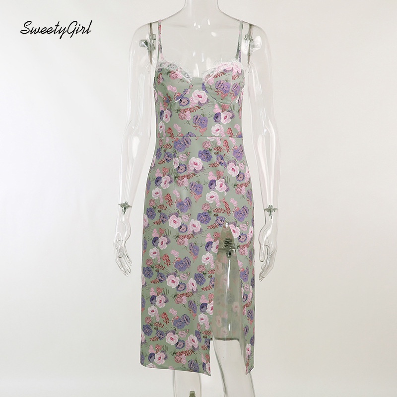 Đầm Midi Không Tay Cổ Chữ V In Họa Tiết Hoa Quyến Rũ Dành Cho Nữ 2022