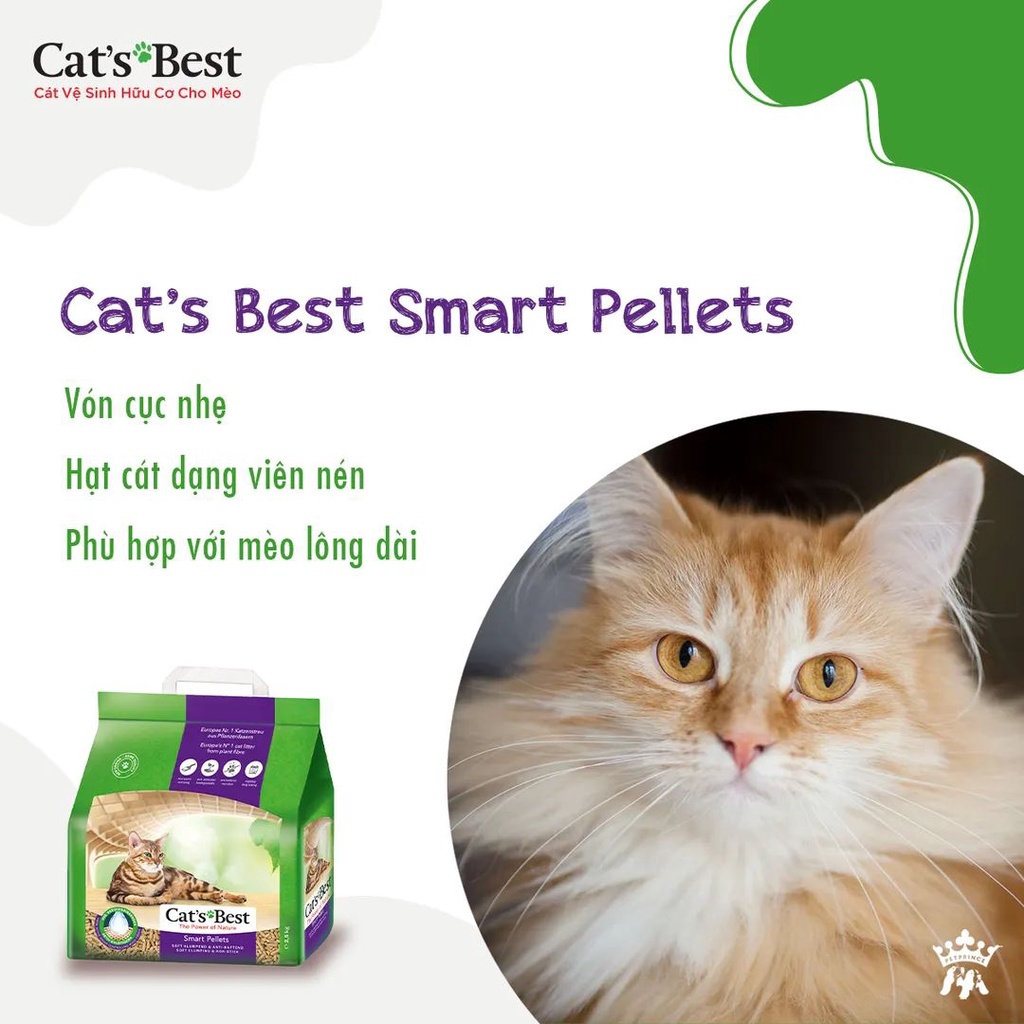 Catsbest Cát vệ sinh hữu cơ cho mèo LÔNG DÀI Smart Pellets 10lit-5kg