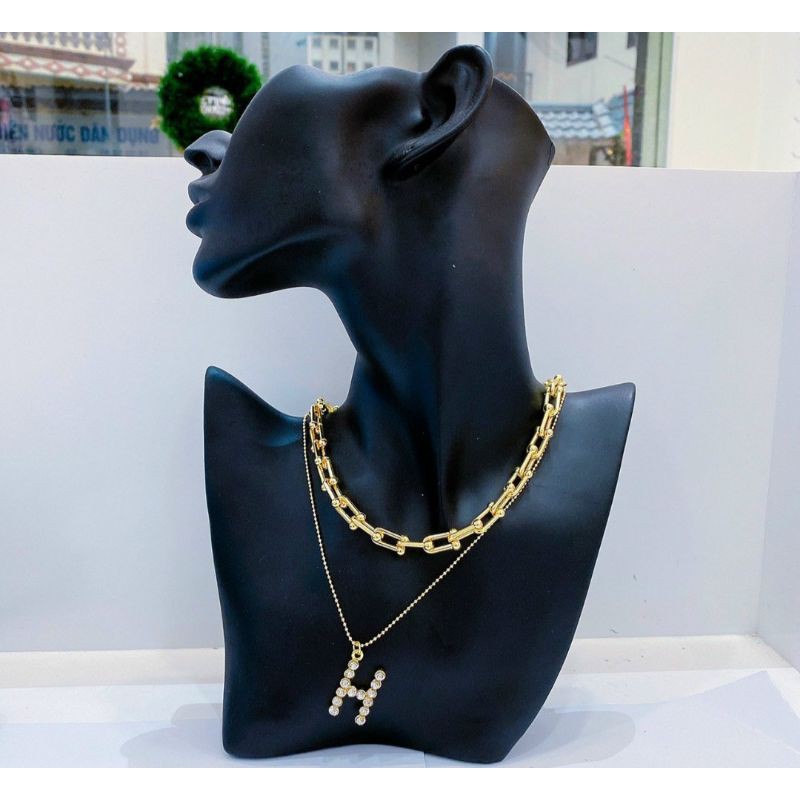 Dây chuyền choker 2 tầng chữ H