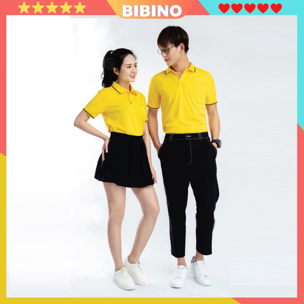 Áo polo nam nữ unisex vải mè cá sấu thoáng mát BIBINO Áo phông có cổ nam nữ basic thấm hút mồ hôi