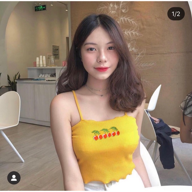 Áo thun gân 2 dây thêu ( HÌNH THẬT TRẢI SÀN)