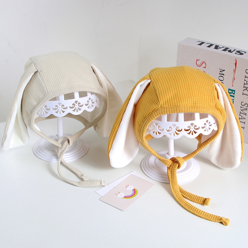 Mũ Beanie Tai Thỏ Dài Màu Trơn Dễ Thương Phong Cách Hàn Quốc Cho Bé Sơ Sinh