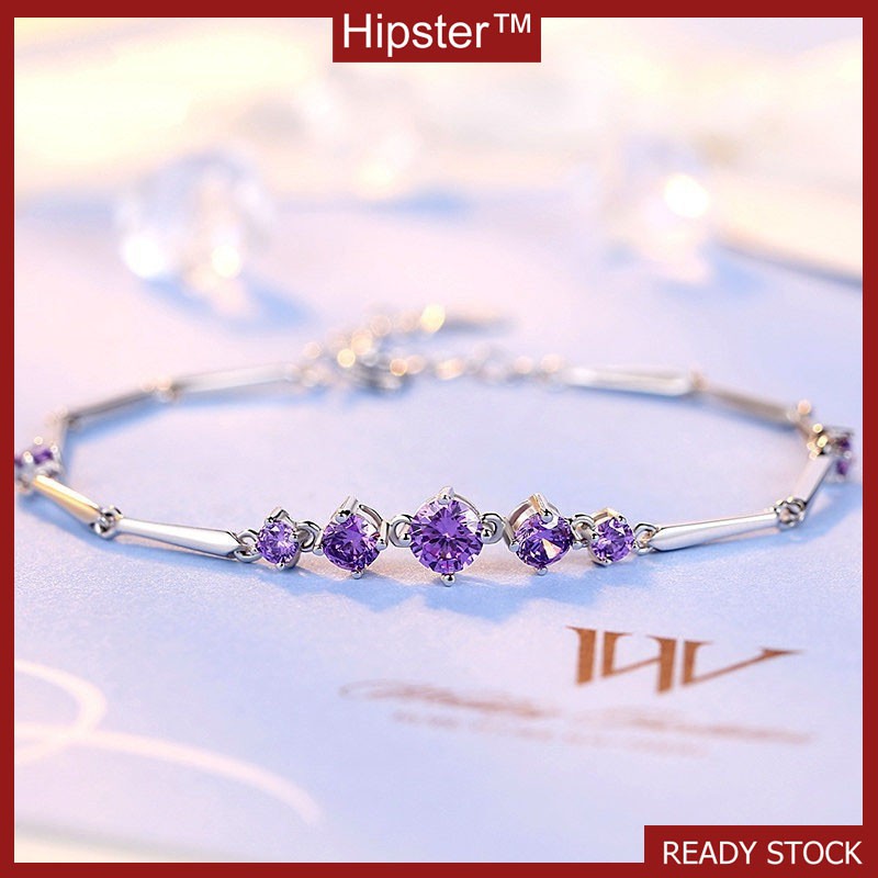 Nữ Hàn Quốc-Phong Cách Đơn Giản Kim Cương Bạc 925 Phụ Kiện Vòng Tay