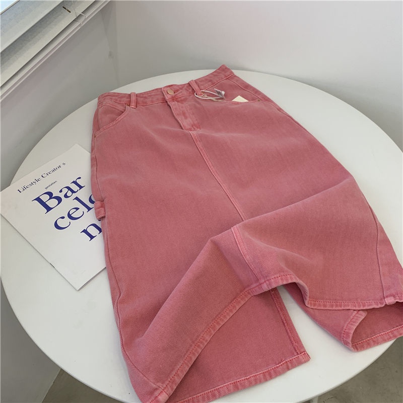 (HÀNG SẴN) Chân váy jean màu Hồng dáng bút chì xẻ tà - Chân váy Jean dáng dài style ulzzang Hàn Quốc