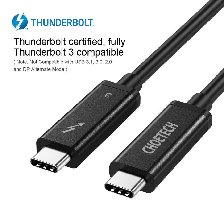 Dây Cáp Thunderbolt 3 TyepC To C 40Gbps 5K 60Hz 100W Dài 2 Mét CHOETECH A3006  - Chính Hãng