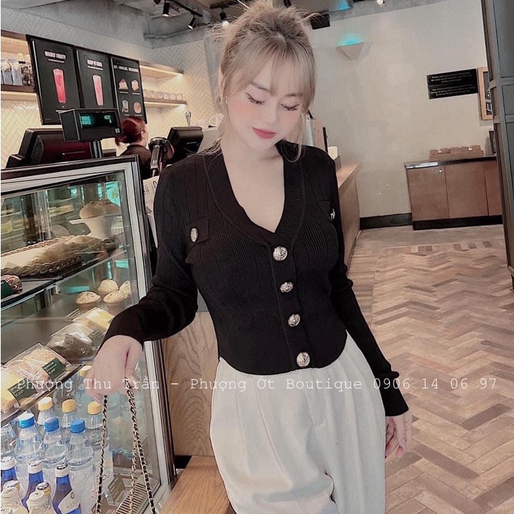 Áo len dài tay khuy đồng chất len gân co dãn tốt nhiều màu dáng body vanmiushop