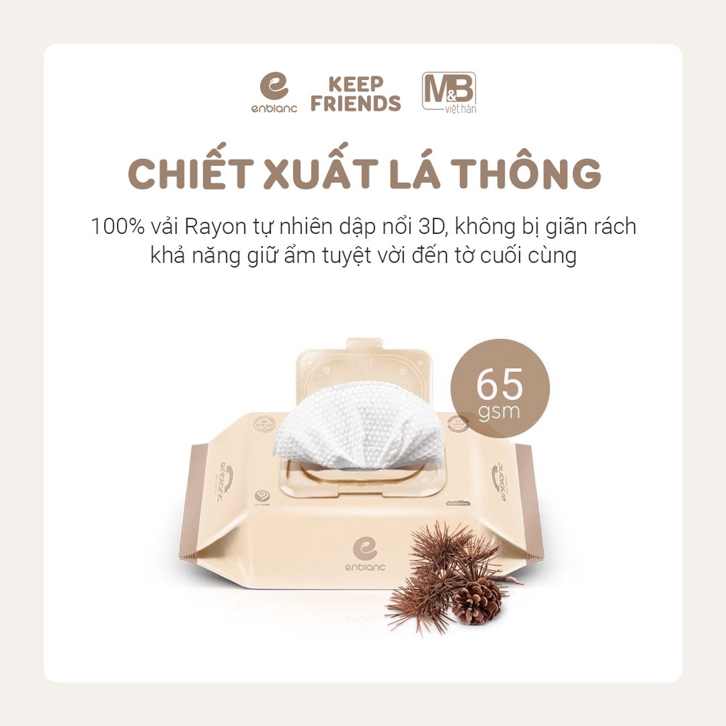 Khăn Giấy Ướt Cao Cấp Hàn Quốc Enblanc Tự Nhiên Mềm Mại Beige 72 Tờ Cho Bé