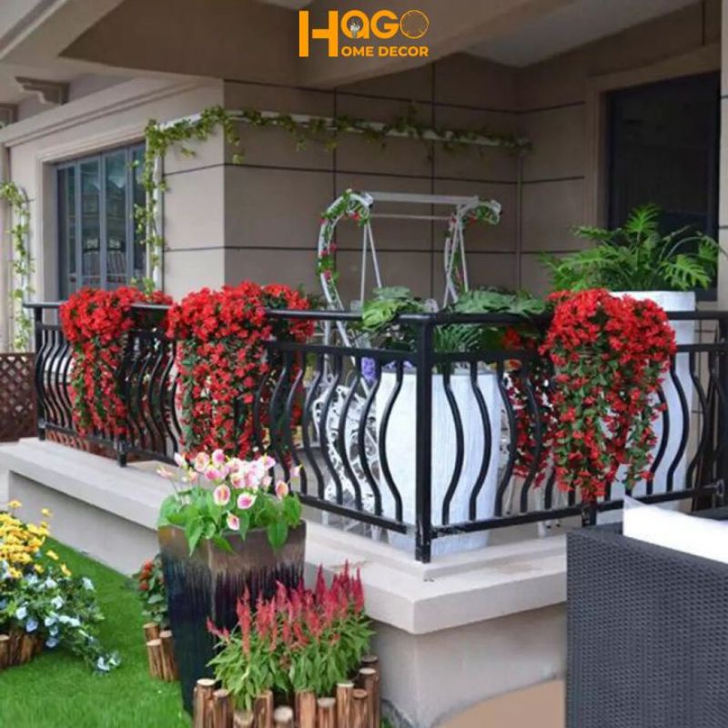 CHÙM  ĐỖ QUYÊN TREO TƯỜNG . HOA VẢI HOA LỤA CAO CẤP