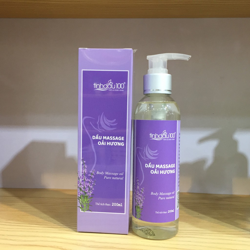 Dầu massage body oải hương Tinh Dầu 100 thư giãn, giảm đau mỏi vai gáy. Tinh dầu massage lavender lọ 200ml