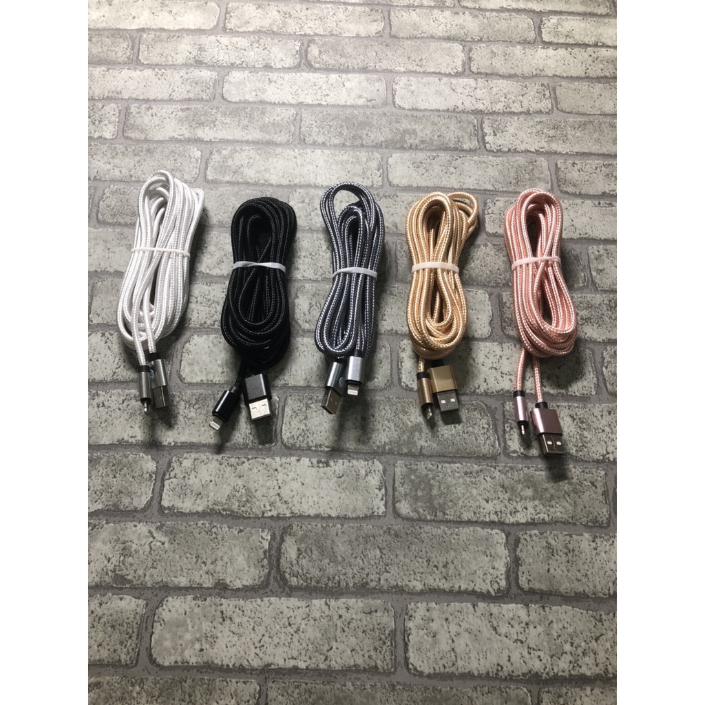 Cáp Dù 3 mét chống rối, chống đứt sạc nhanh cho iphone, samsung
