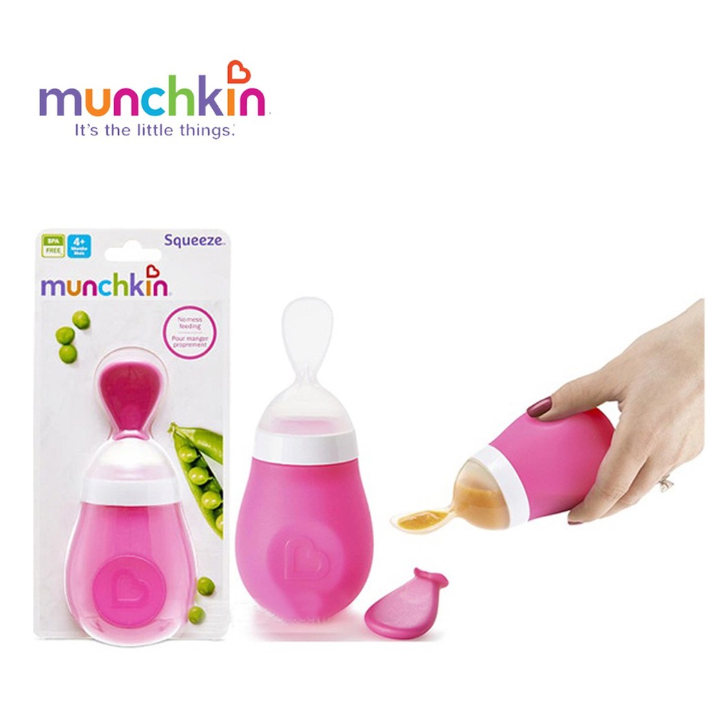 Bình thìa ăn dặm silicone siêu mềm Munchkin