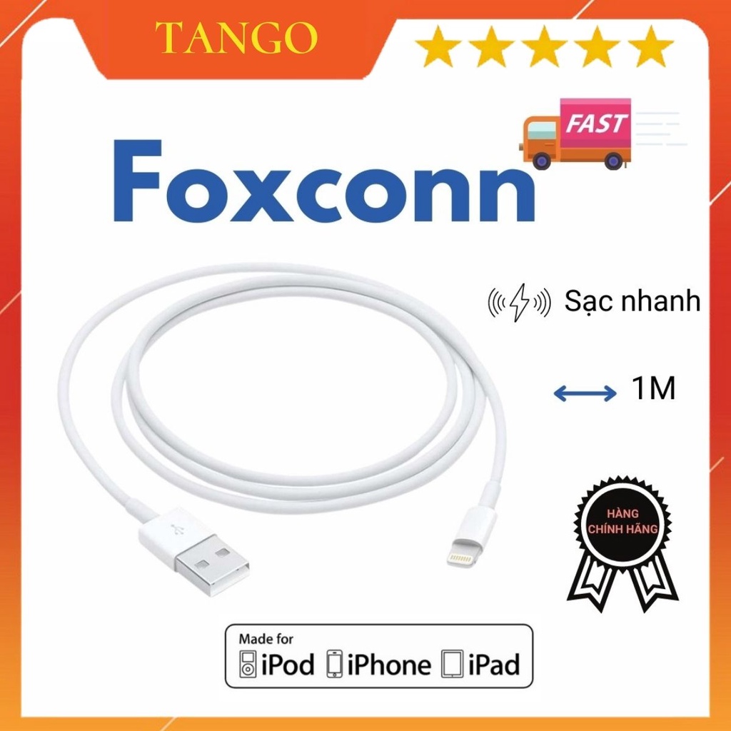 Cáp sạc iphone chính hãng Foxconn, Cáp sạc nhanh dành cho các dòng iphone 5/6/7/8/X/XSmax/11/12/13