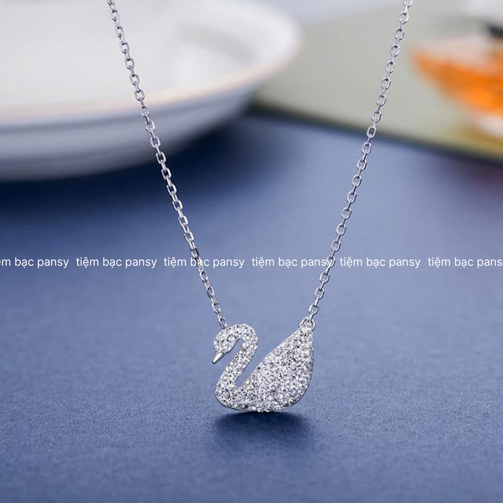 Dây chuyền bạc nữ PANSY mặt thiên nga nạm đá duyên dáng - Vòng cổ bạc đẹp cao cấp
