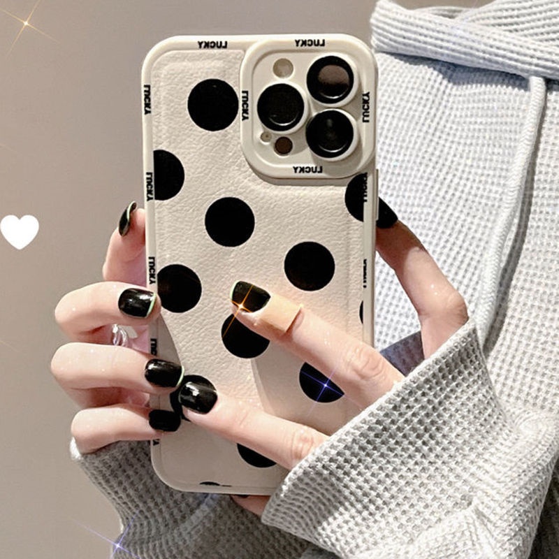 Ốp điện thoại silicon mềm họa tiết chấm đen thích hợp cho IPhone 12 13 11 Pro Max X Xs Max Xr 7 8 Plus