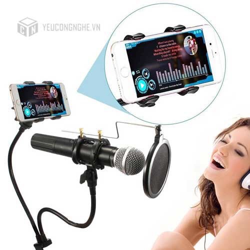 Chân Kẹp Mic Kèm Màn Lọc 3in1 Kẹp Được Điện Thoại