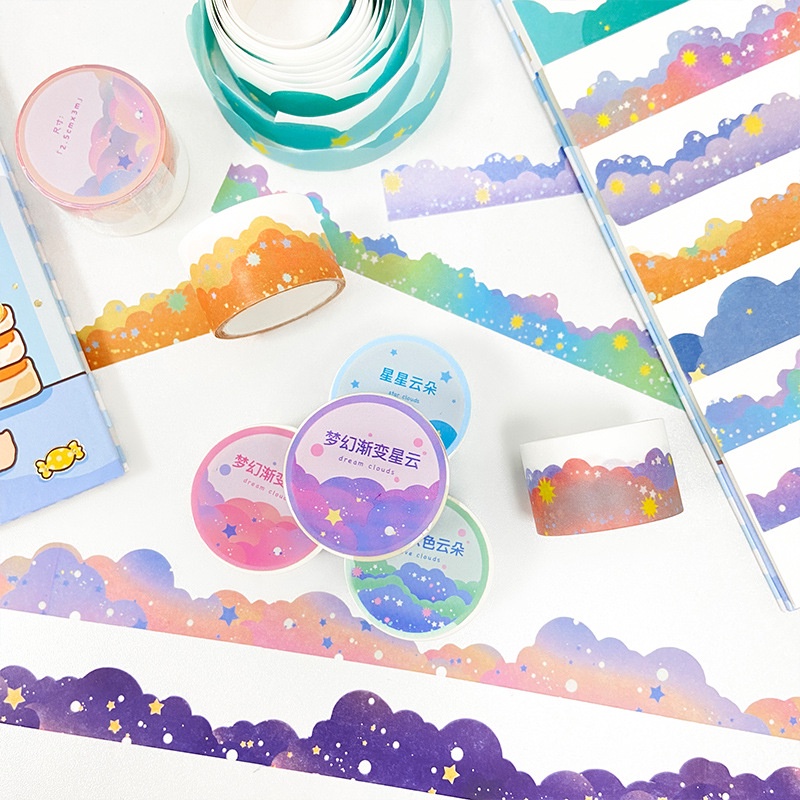 1 Cuộn Băng Keo Washi Hình Đám Mây Dùng Trang Trí Nhật Ký Sổ Tay