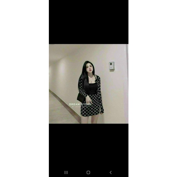 (Sale FreeShip) Sét nữ 3 món,sét cotton cao cấp áo 2 dây mix chân váy ôm kèm khoát,hàng loại 1 lên from chuẩn