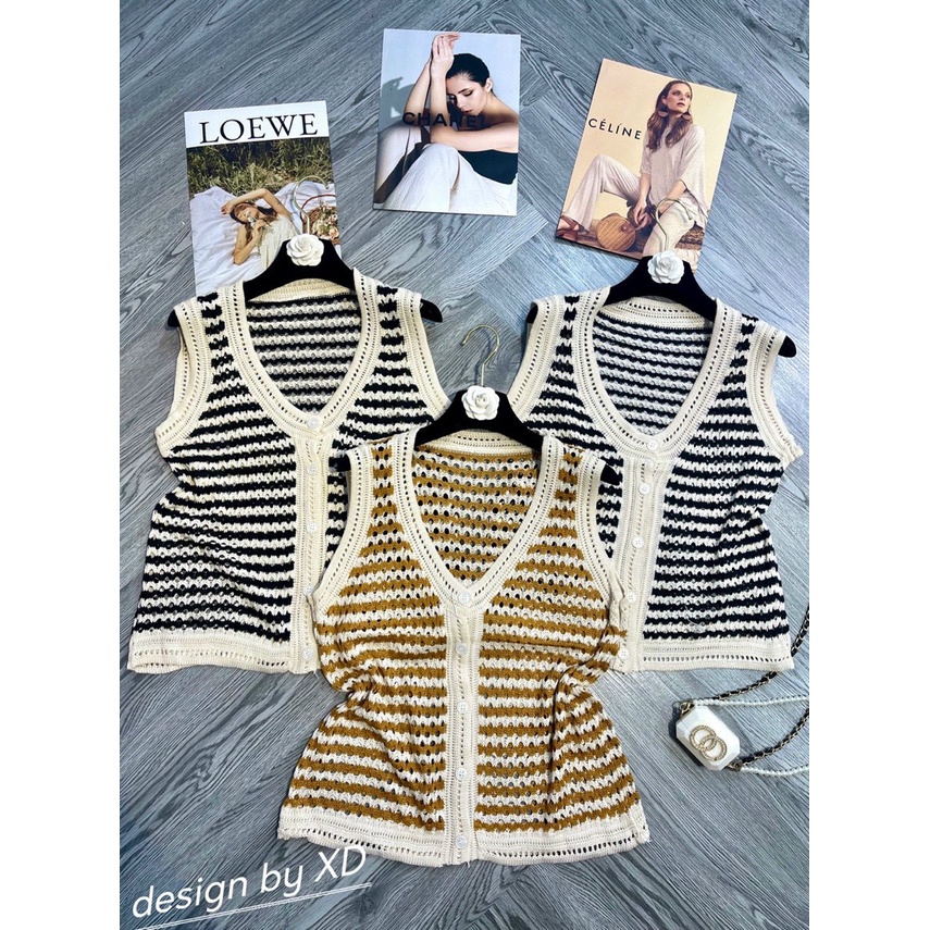 Áo len ba lỗ mongtoghi kẻ màu