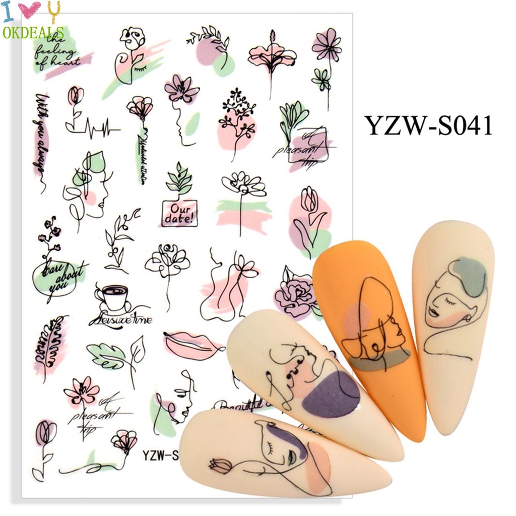 1 Tấm Nhãn Dán Trang Trí Móng Tay Họa Tiết Hình Học Thời Trang DIY Dành Cho Nữ