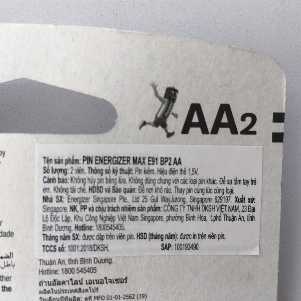 Pin AA, AAA, 9V Energizer alkaline chính hãng.