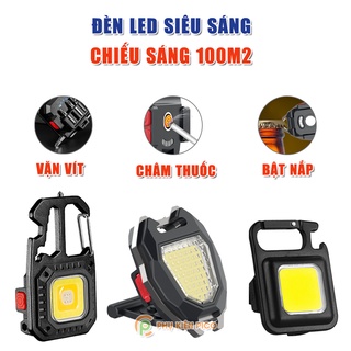 Đèn led cob mini siêu sáng 800 Lumens có đầu vít - Móc khóa đèn pin mini led đa năng