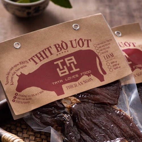 THỊT BÒ KHÔ ƯỚT TỎI - BÒ MIẾNG ƯỚT TỎI TATA Food loại đặc biệt Gói 200g | BigBuy360 - bigbuy360.vn