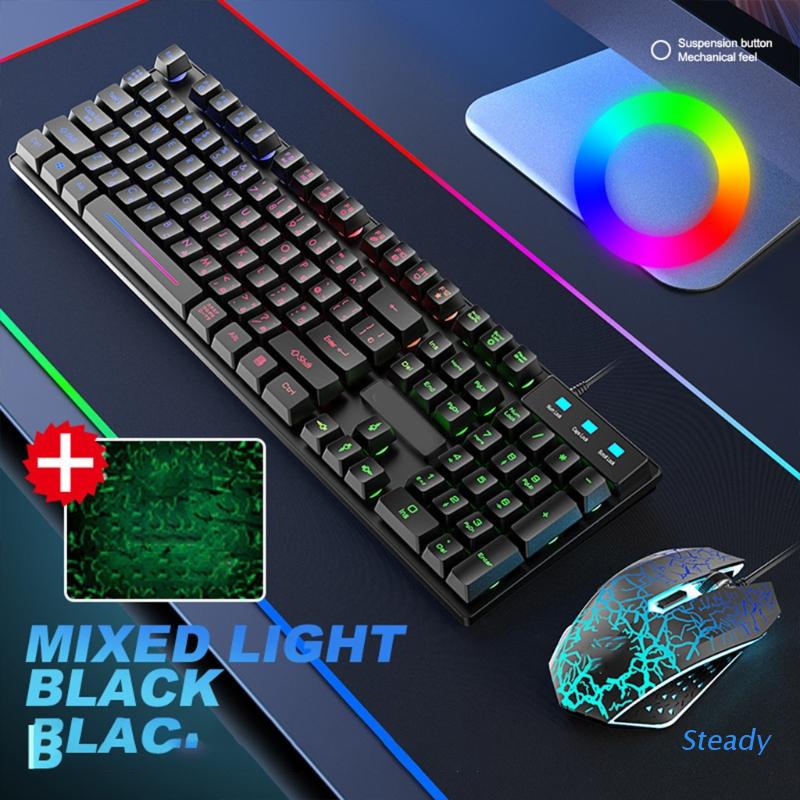 Bộ Bàn Phím Cơ Và Chuột Chơi Game T13 Có Đèn Led Nền Rgb