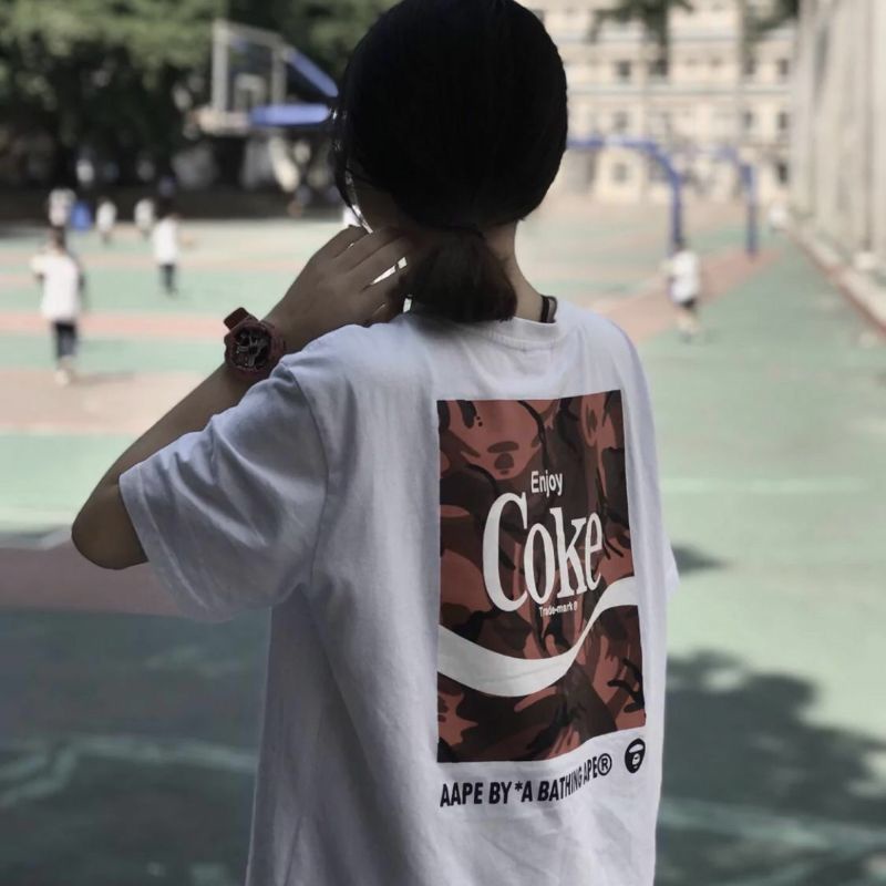 Áo Thun Nữ Tay Ngắn 100% Cotton Form Rộng Unisex Coke