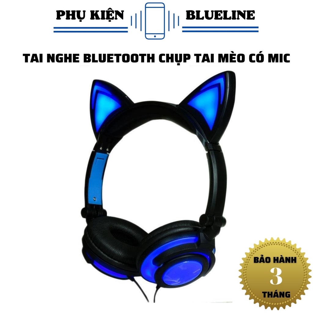 Tai Nghe BLUETOOTH CHỤP TAI MÈO Có MIC, Đèn Led - HEADPHONE Bluetooth Âm Bass Mạnh Mẽ Và Dung Lượng Pin Khủng 400mAh