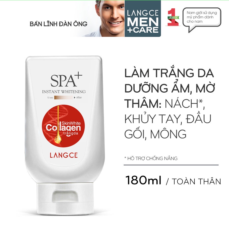 COLLAGEN TRẮNG DA SPA+ CHỐNG NẮNG, GIỮA ẨM NGỪA LÃO HÓA 180ML LANGCE dành cho NAM