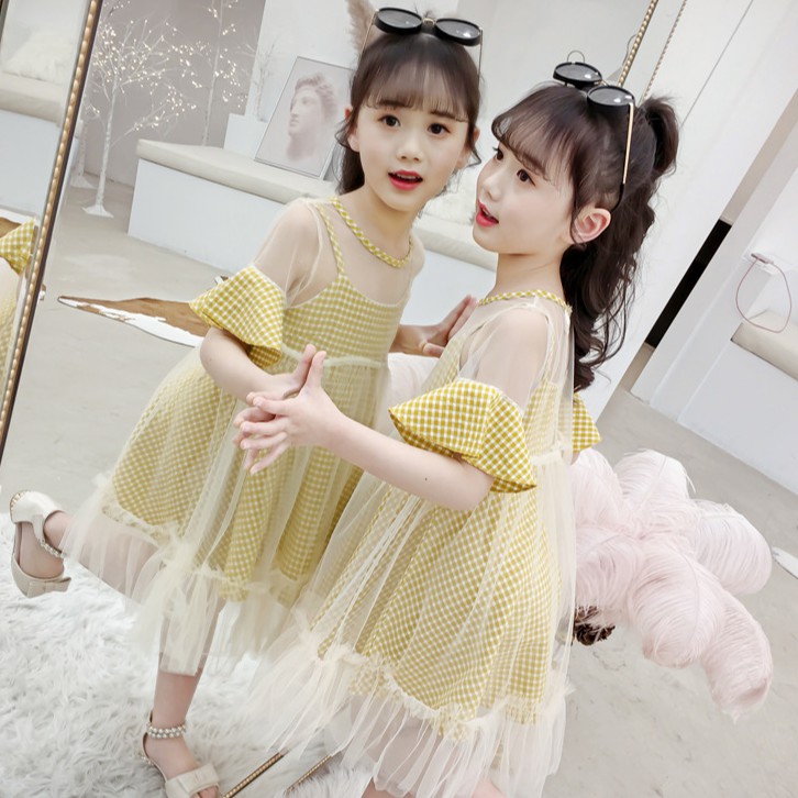 Váy lưới+ kẻ sọc 2 chi tiết dành cho bé gái 15-35kg VH60