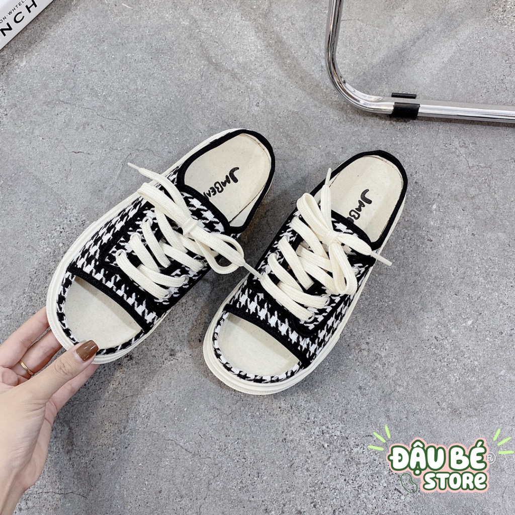 Giày Sục Thể Thao Đế Xuồng Hở Mũi Thời Trang Hàn Quốc - Dép Nữ Quai Ngang Đế Cao 3P Buộc Dây Sang Chảnh - D044 - Daube