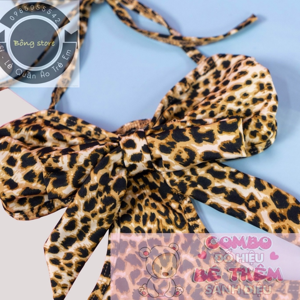 Bộ bơi liền thân khoét eo đính nơ kèm tuban cho bé gái hàng chuẩn thiết kế