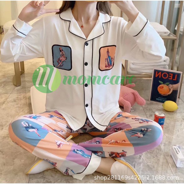 Bộ đồ ngủ, Đồ bộ Pijama mặc nhà dài tay mặc thoải mái dễ thương (lọ lem)