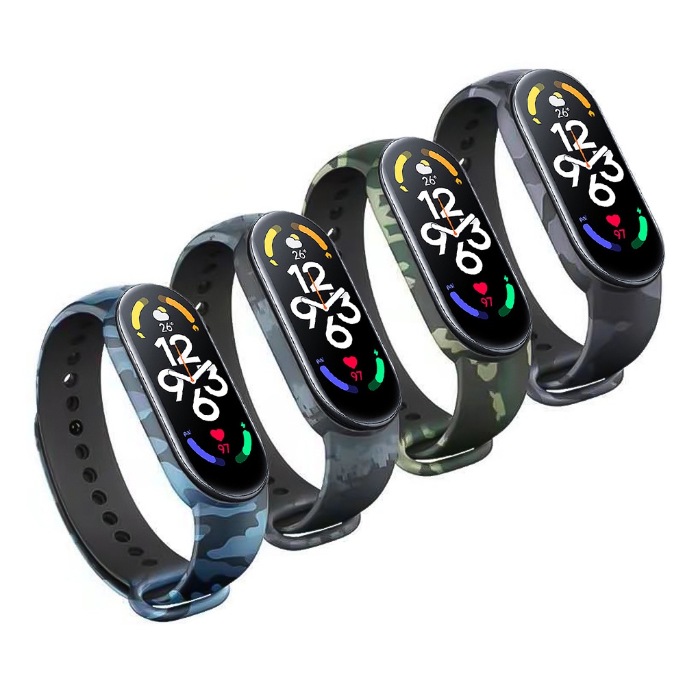 1 Dây Đeo Silicone Mềm In Rằn Ri Thay Thế Cho Đồng Hồ Thông Minh Xiaomi Mi Band 7
