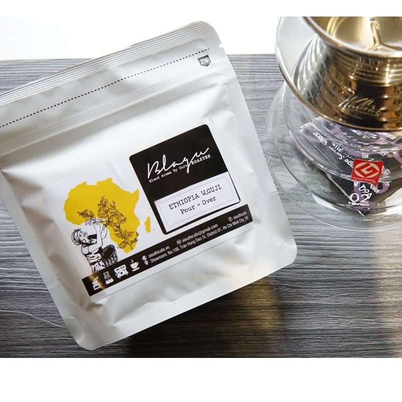 Cà phê Blagu hạt đã rang, Ethiopia Sidamo Guji Bensa | 100% Arabica - Guji Heirloom | Light Medium 100g