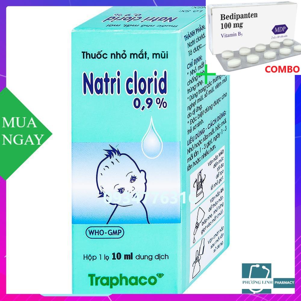 Combo Bedipanten 100mg +  Nước muối sinh lý Nacl 0,9% Traphaco nhỏ mắt, mũi