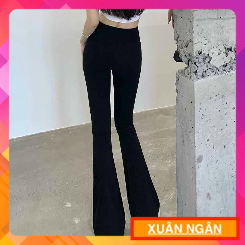 QUẦN ỐNG LOE CẠP CAO legging dáng dài ,len tâm (y hình)